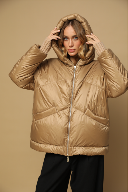 Short brown down jacket