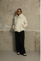 Women's short milk-colored down jacket with natural filler