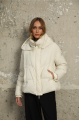 Women's short milk-colored down jacket with natural filler