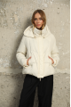 Women's short milk-colored down jacket with natural filler