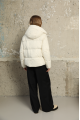 Women's short milk-colored down jacket with natural filler