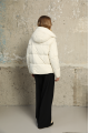 Women's short milk-colored down jacket with natural filler