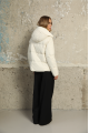 Women's short milk-colored down jacket with natural filler