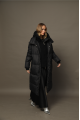 Black long down jacket with natural filler in OVERSIZE style