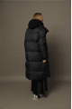 Black long down jacket with natural filler in OVERSIZE style