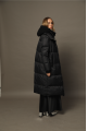 Black long down jacket with natural filler in OVERSIZE style