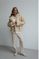 Two-sided beige sheepskin coat made of natural sheepskin