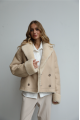 Two-sided beige sheepskin coat made of natural sheepskin