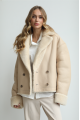 Two-sided beige sheepskin coat made of natural sheepskin