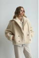 Two-sided beige sheepskin coat made of natural sheepskin