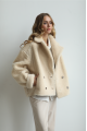 Two-sided beige sheepskin coat made of natural sheepskin