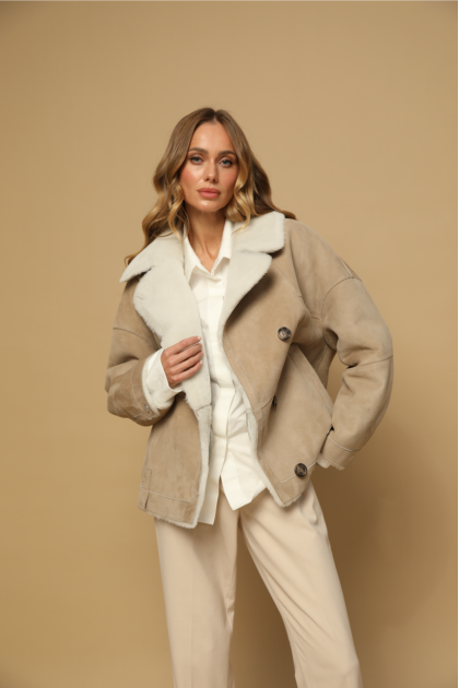 Beige sheepskin jacket