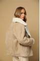 Women's dark gray sheepskin jacket made of natural sheepskin in VINTAGE style