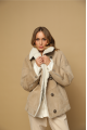 Women's dark gray sheepskin jacket made of natural sheepskin in VINTAGE style