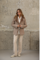 Dark beige suede sheepskin coat made of natural sheepskin