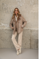 Dark beige suede sheepskin coat made of natural sheepskin