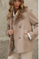 Dark beige suede sheepskin coat made of natural sheepskin