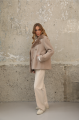 Dark beige suede sheepskin coat made of natural sheepskin