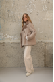 Dark beige suede sheepskin coat made of natural sheepskin