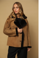 Brown suede sheepskin coat made of natural sheepskin