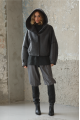 Short sheepskin coat with a hood made of natural gray sheepskin