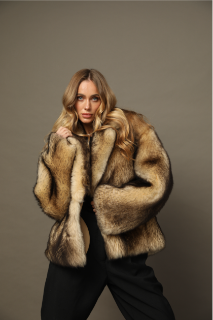 Two-sided brown sheepskin coat