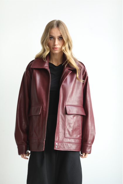 Burgundy leather jacket