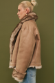 Short double-sided brown sheepskin coat made of cashmere lamb