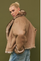 Short double-sided brown sheepskin coat made of cashmere lamb