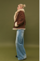 Chocolate-colored suede double-sided sheepskin coat made of cashmere lamb