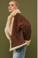 Chocolate-colored suede double-sided sheepskin coat made of cashmere lamb