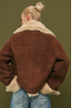 Chocolate-colored suede double-sided sheepskin coat made of cashmere lamb