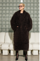 Long women's chocolate-colored fur coat made of cashmere goat