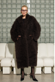 Long women's chocolate-colored fur coat made of cashmere goat