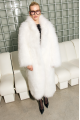Long white fur coat made of cashmere goat