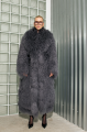 Long women's graphite llama fur coat