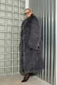 Long women's graphite llama fur coat