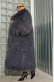 Long women's graphite llama fur coat