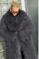 Long women's graphite llama fur coat