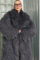 Long women's graphite llama fur coat