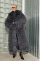 Long women's graphite llama fur coat