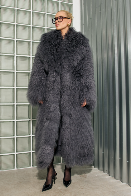 Long llama fur coat
