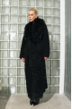 Long double-sided sheepskin coat with llama fur in black