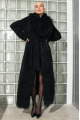 Long double-sided sheepskin coat with llama fur in black