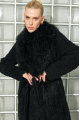 Long double-sided sheepskin coat with llama fur in black