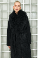 Long double-sided sheepskin coat with llama fur in black