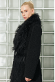 Long double-sided sheepskin coat with llama fur in black
