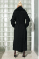 Long double-sided sheepskin coat with llama fur in black