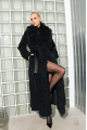 Long double-sided sheepskin coat with llama fur in black