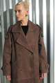 Women's trench coat made of calfskin in VINTAGE style, brown color